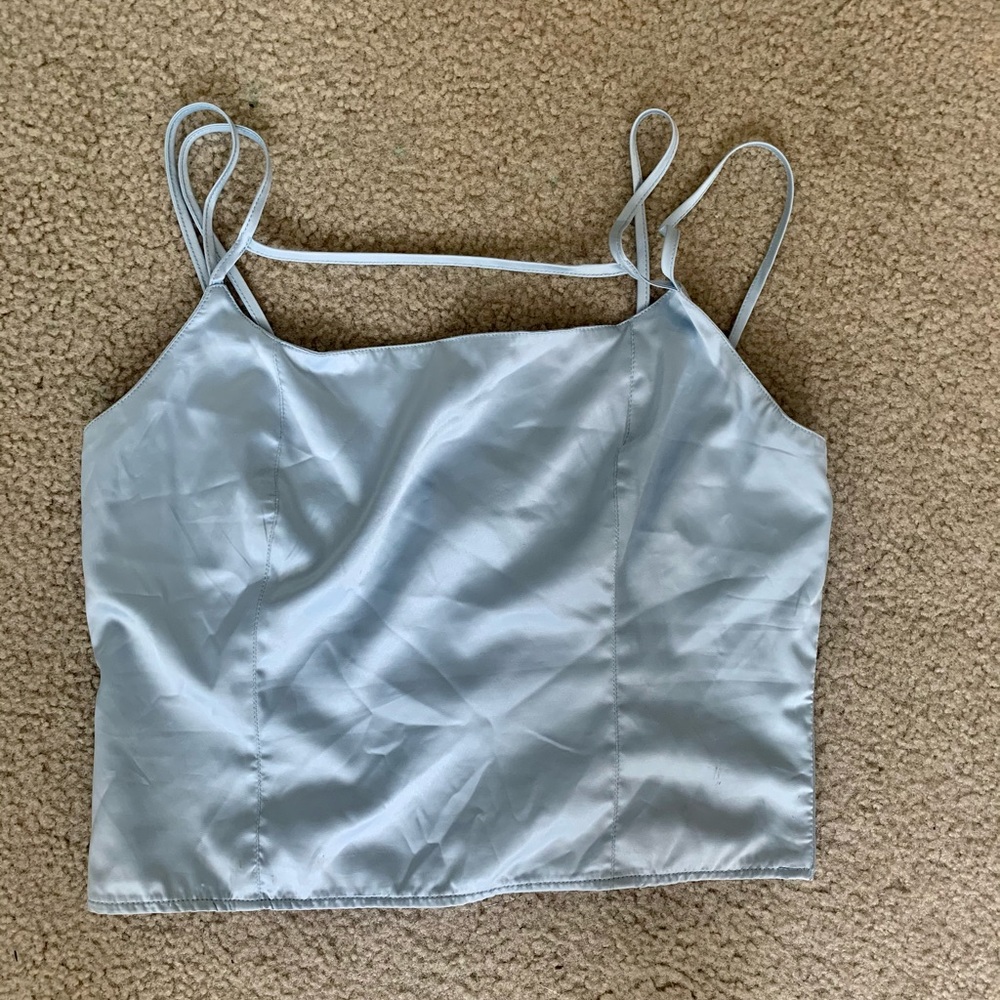Light Blue Satin UO Crop Top